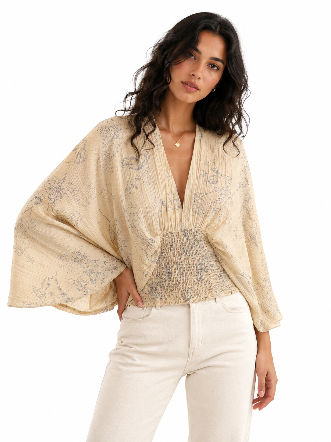 Women's Bohemian Floral V-Neck Blouse