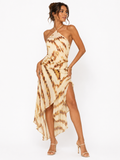 Elegant Floral Print High Slit Maxi Dress