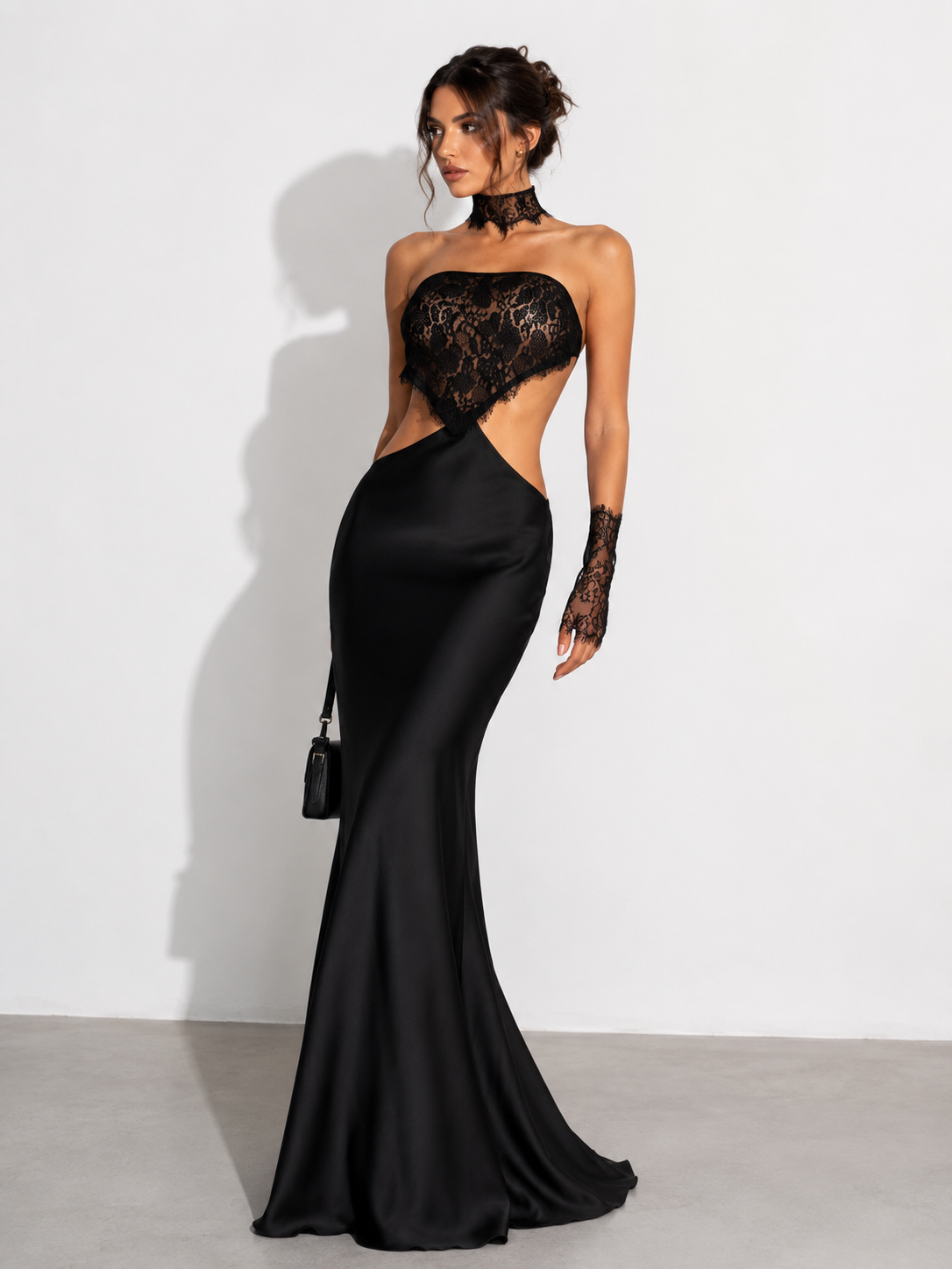 Women's Strapless Patchwork Bodycon Maxi Dress