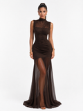 Elegant Sheer Sleeveless Maxi Dress