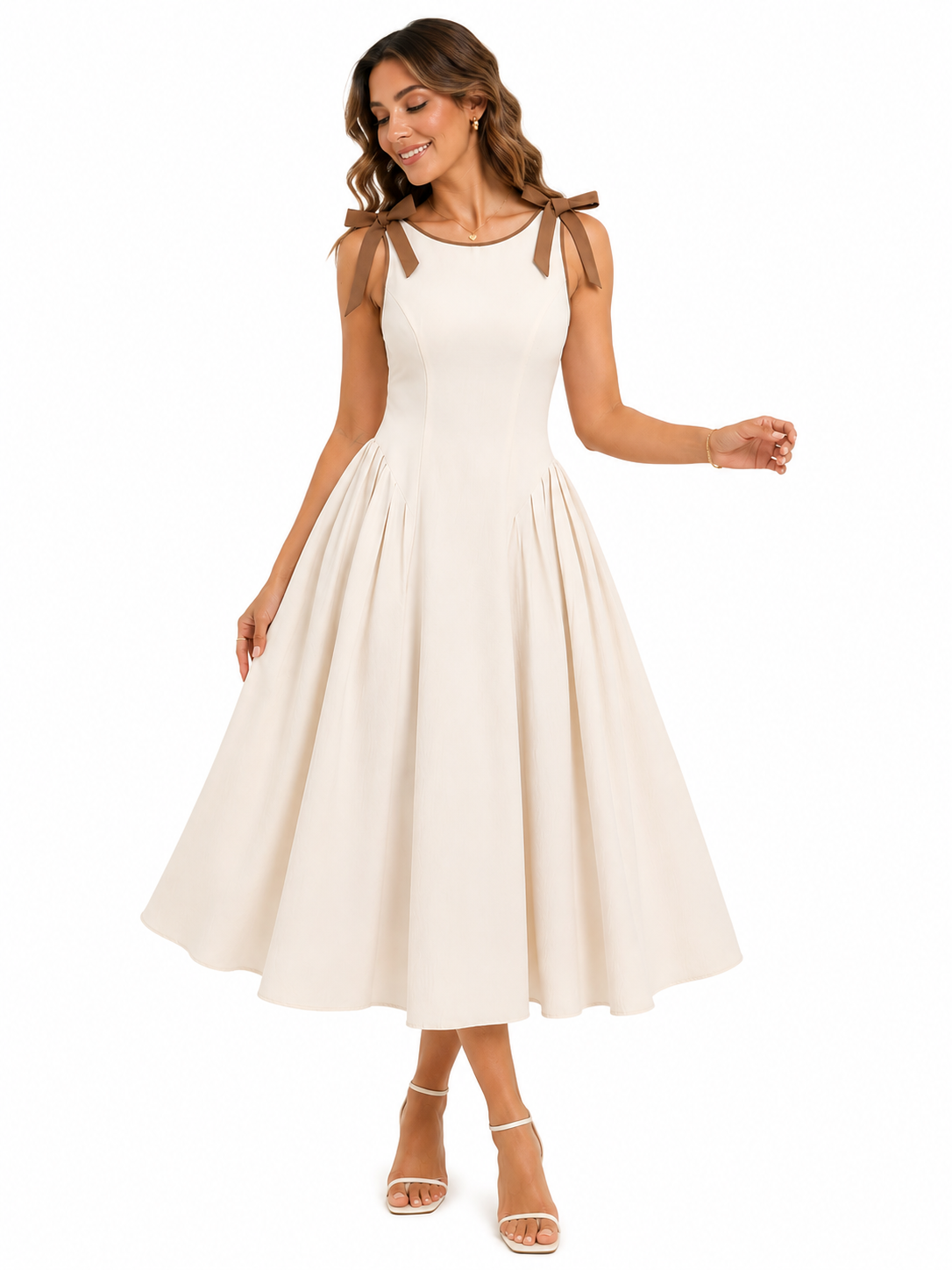 Women's Plus Size Bow Detail Summer Dress