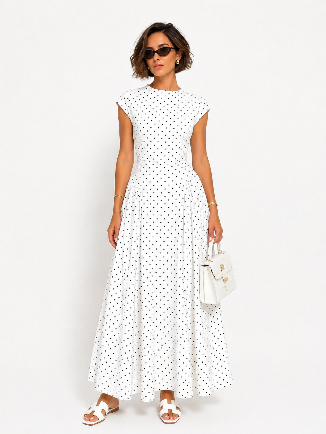 Women's Polka Dot Slim Fit Maxi Dress