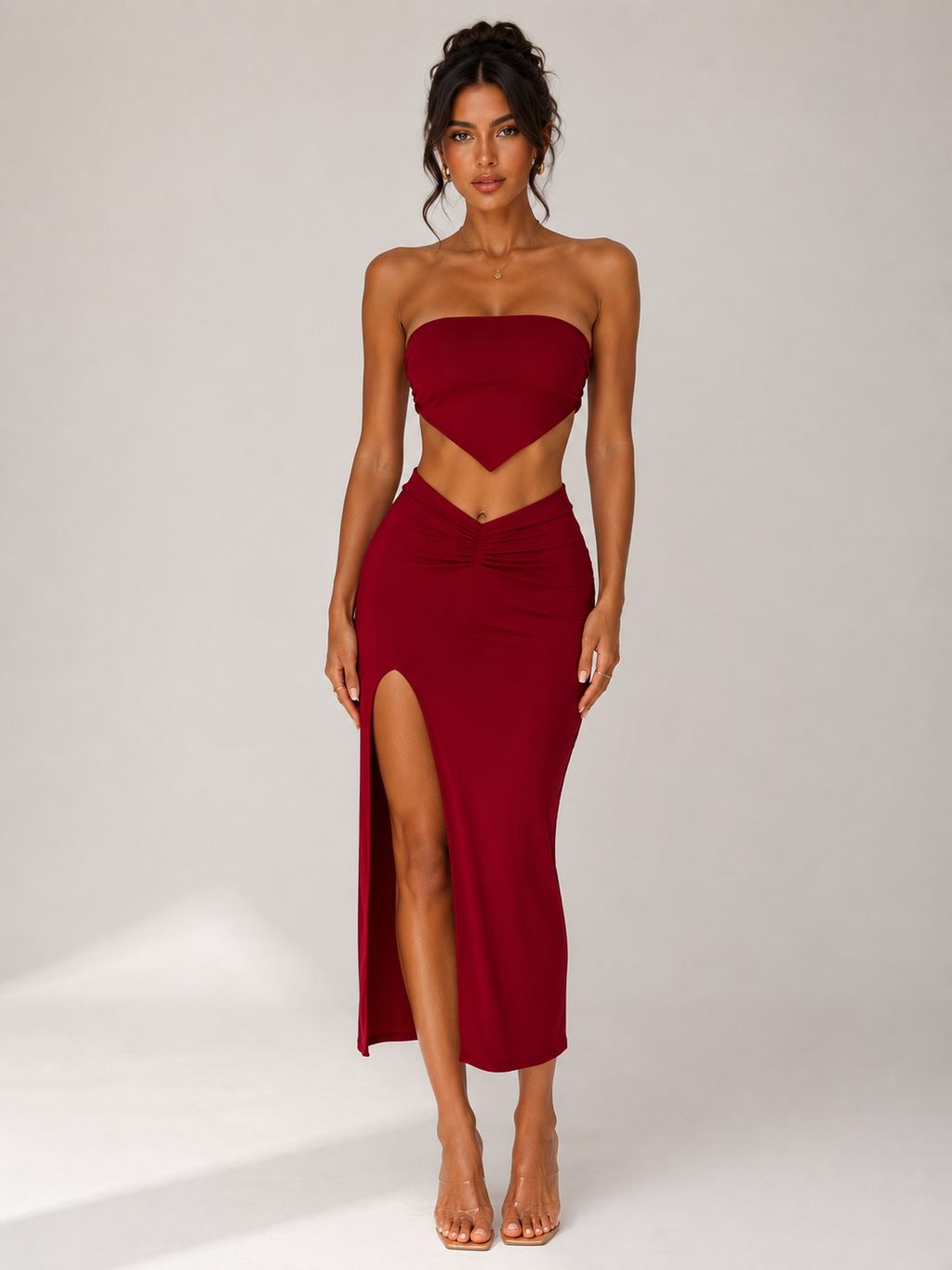 Women's Strapless Two-Piece Skirt Set