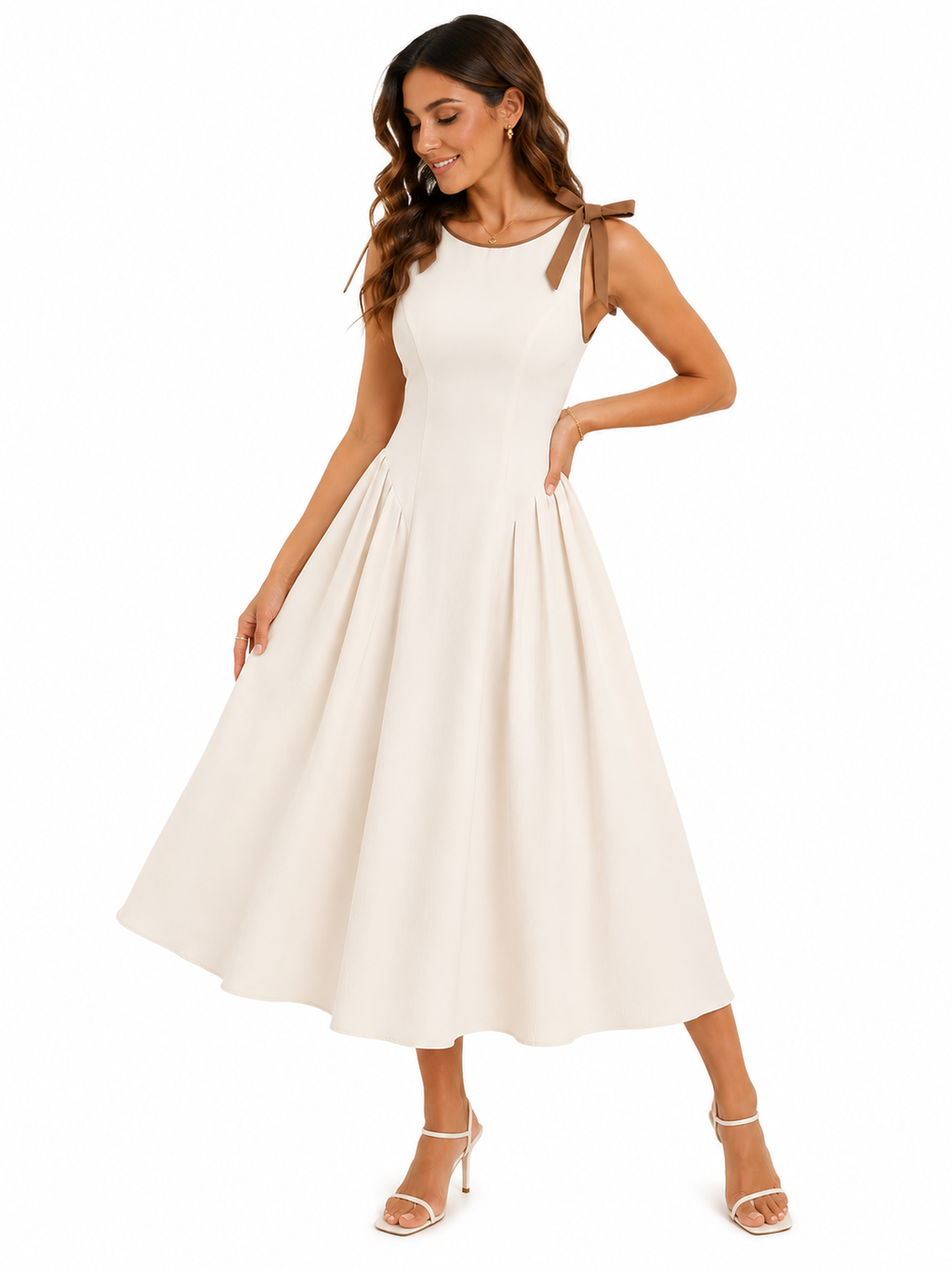 Women's Plus Size Bow Detail Summer Dress